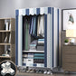 Modern Style Wardrobe Closet Metal Frame Wardrobe Armoire with Shelves 33"L x 18"W x 67"H White-Blue Clearhalo 'Armoires & Wardrobes' 'armoires_wardrobes' 'Bedroom Furniture' 'furn' 'furn_armoires_wardrobes' 'Furniture' 5657843