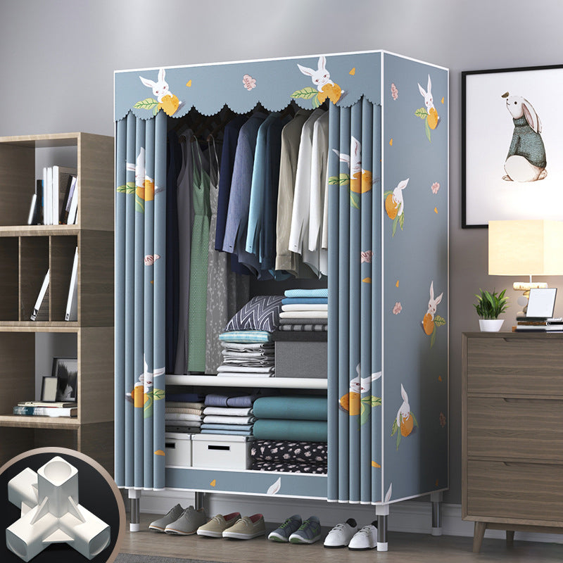 Modern Style Wardrobe Closet Metal Frame Wardrobe Armoire with Shelves 33"L x 18"W x 67"H Rabbit Clearhalo 'Armoires & Wardrobes' 'armoires_wardrobes' 'Bedroom Furniture' 'furn' 'furn_armoires_wardrobes' 'Furniture' 5657846