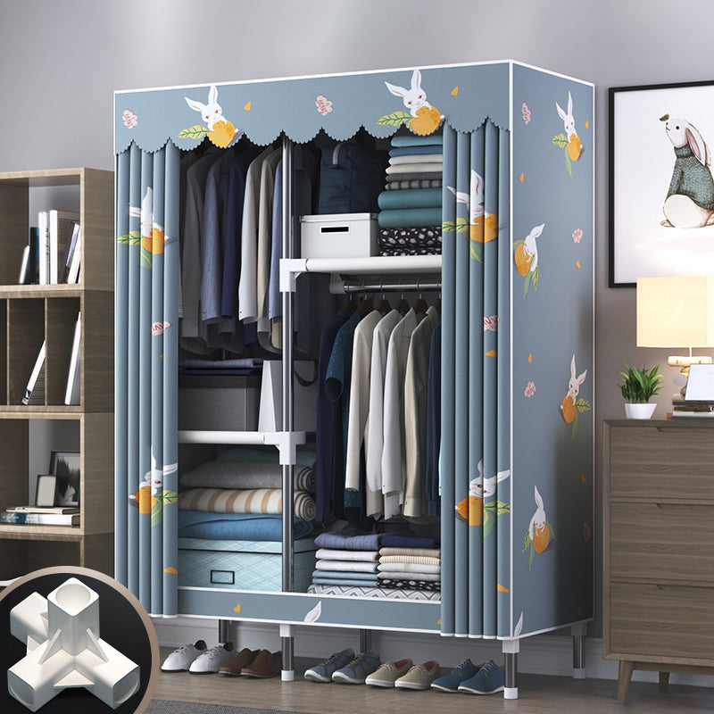 Modern Style Wardrobe Closet Metal Frame Wardrobe Armoire with Shelves 41"L x 18"W x 67"H Rabbit Clearhalo 'Armoires & Wardrobes' 'armoires_wardrobes' 'Bedroom Furniture' 'furn' 'furn_armoires_wardrobes' 'Furniture' 5657847