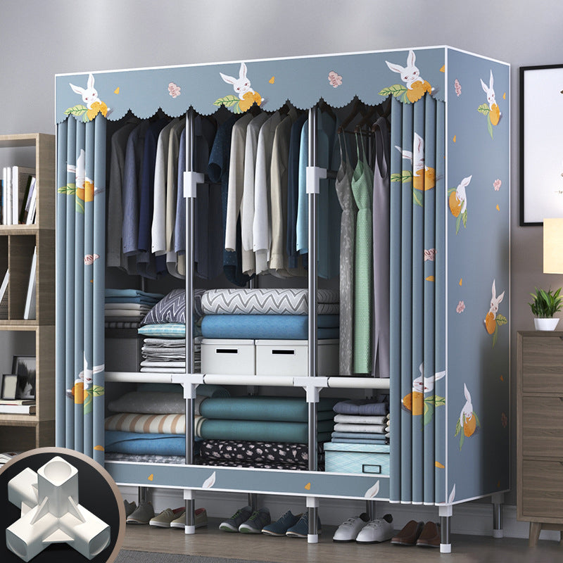 Modern Style Wardrobe Closet Metal Frame Wardrobe Armoire with Shelves 49"L x 18"W x 67"H Rabbit Clearhalo 'Armoires & Wardrobes' 'armoires_wardrobes' 'Bedroom Furniture' 'furn' 'furn_armoires_wardrobes' 'Furniture' 5657848