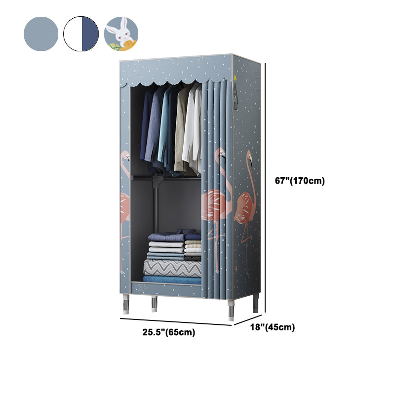 Modern Style Wardrobe Closet Metal Frame Wardrobe Armoire with Shelves Clearhalo 'Armoires & Wardrobes' 'armoires_wardrobes' 'Bedroom Furniture' 'furn' 'furn_armoires_wardrobes' 'Furniture' 5657851