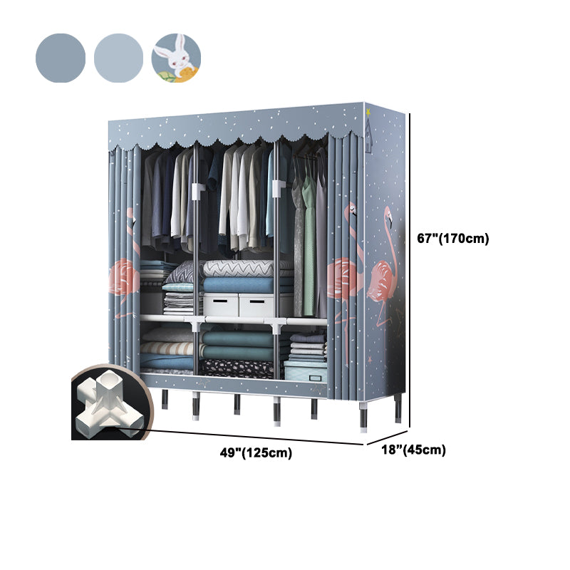 Modern Style Wardrobe Closet Metal Frame Wardrobe Armoire with Shelves Clearhalo 'Armoires & Wardrobes' 'armoires_wardrobes' 'Bedroom Furniture' 'furn' 'furn_armoires_wardrobes' 'Furniture' 5657853