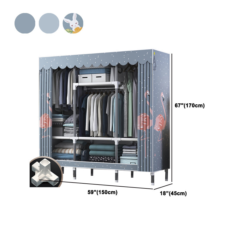 Modern Style Wardrobe Closet Metal Frame Wardrobe Armoire with Shelves Clearhalo 'Armoires & Wardrobes' 'armoires_wardrobes' 'Bedroom Furniture' 'furn' 'furn_armoires_wardrobes' 'Furniture' 5657854