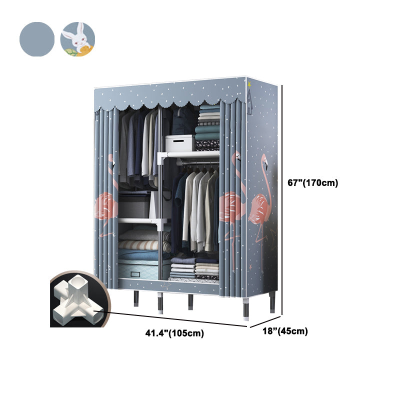 Modern Style Wardrobe Closet Metal Frame Wardrobe Armoire with Shelves Clearhalo 'Armoires & Wardrobes' 'armoires_wardrobes' 'Bedroom Furniture' 'furn' 'furn_armoires_wardrobes' 'Furniture' 5657856