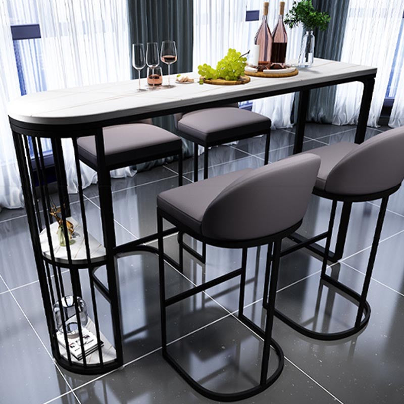 Modern 1/3/5 Pieces Bar Table Set Stone Counter Table with High Stools Clearhalo 'Bar Furniture' 'furn' 'furn_home_bar_bar_sets' 'Furniture' 'Home Bars & Bar Sets' 'home_bar_bar_sets' 'Kitchen & Dining Furniture' 5657978