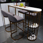 Modern 1/3/5 Pieces Bar Table Set Stone Counter Table with High Stools 5 Pieces: White-Gold Table, 4 Light Gray Stools Clearhalo 'Bar Furniture' 'furn' 'furn_home_bar_bar_sets' 'Furniture' 'Home Bars & Bar Sets' 'home_bar_bar_sets' 'Kitchen & Dining Furniture' 5657979
