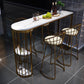 Modern 1/3/5 Pieces Bar Table Set Stone Counter Table with High Stools 5 Pieces: White-Gold Table, 4 White Stools Clearhalo 'Bar Furniture' 'furn' 'furn_home_bar_bar_sets' 'Furniture' 'Home Bars & Bar Sets' 'home_bar_bar_sets' 'Kitchen & Dining Furniture' 5657980