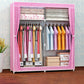 Metal Frame Home Wardrobe Modern Style Wardrobe Armoire with Shelves 51"L x 18"W x 66.5"H Pink Clearhalo 'Armoires & Wardrobes' 'armoires_wardrobes' 'Bedroom Furniture' 'furn' 'furn_armoires_wardrobes' 'Furniture' 5658002