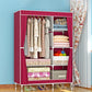 Metal Frame Home Wardrobe Modern Style Wardrobe Armoire with Shelves 35.5"L x 17"W x 65"H Burgundy Clearhalo 'Armoires & Wardrobes' 'armoires_wardrobes' 'Bedroom Furniture' 'furn' 'furn_armoires_wardrobes' 'Furniture' 5658015