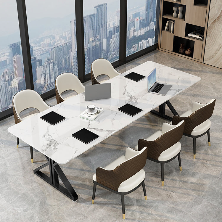 Home Office Writing Table Luxury Marble Curved Computer Desk 55.1"L x 27.6"W x 29.5"H Black Clearhalo 'furn' 'furn_office_desk' 'Furniture' 'Office Desks' 'Office Furniture' 'office_desk' 5658185
