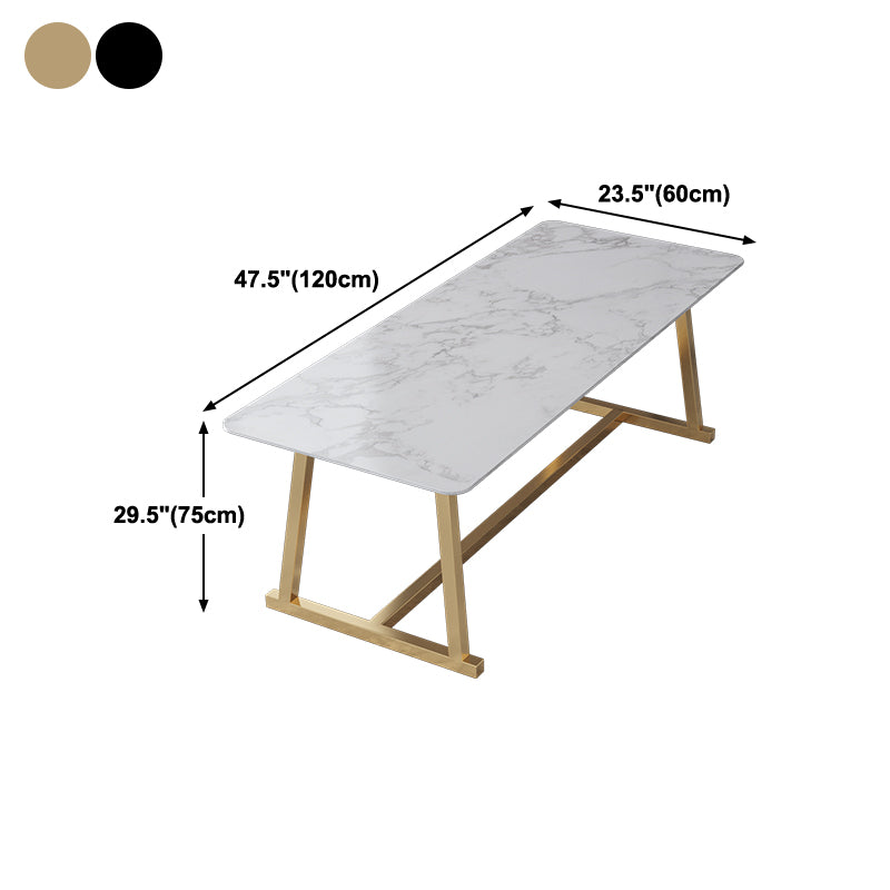 Marble Curved Work Table Home Office Luxury Fixed Writing Desk