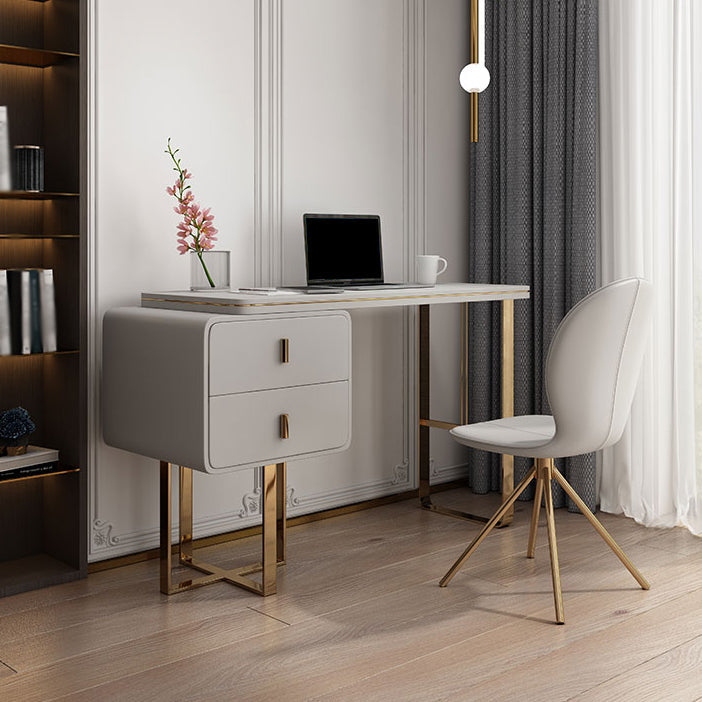 Mesa de trabajo de madera oficina en casa escritura de escritura rectangular de lujo