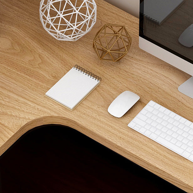 Corner Pine Wood Writing Desk Contemporary H-Shape Base Desk with Shelf Clearhalo 'furn' 'furn_office_desk' 'Furniture' 'Office Desks' 'Office Furniture' 'office_desk' 5658260