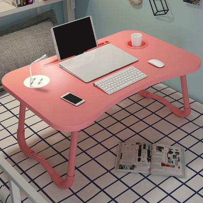 Curved Bedroom Folding Writing Desk Manufactured Wood Modern Desk,23.7"L x 15.7"W x 11"H Pink Clearhalo 'furn' 'furn_office_desk' 'Furniture' 'Office Desks' 'Office Furniture' 'office_desk' 5658269