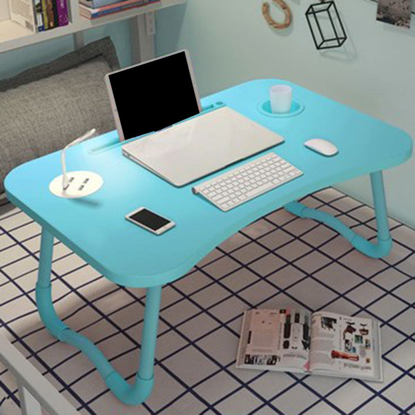 Curved Bedroom Folding Writing Desk Manufactured Wood Modern Desk,23.7"L x 15.7"W x 11"H Blue Clearhalo 'furn' 'furn_office_desk' 'Furniture' 'Office Desks' 'Office Furniture' 'office_desk' 5658270