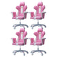 Modern Fixed Arm Desk Computer Chair High-Back Chair with Wheels White-Pink 4 Piece Set Without Footrest Clearhalo 'furn' 'furn_office_chair' 'Furniture' 'Office Chairs' 'Office Furniture' 'office_chair' 5658329