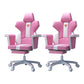 Modern Fixed Arm Desk Computer Chair High-Back Chair with Wheels White-Pink 2 Piece Set With Footrest Clearhalo 'furn' 'furn_office_chair' 'Furniture' 'Office Chairs' 'Office Furniture' 'office_chair' 5658333