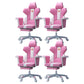 Modern Fixed Arm Desk Computer Chair High-Back Chair with Wheels White-Pink 4 Piece Set With Footrest Clearhalo 'furn' 'furn_office_chair' 'Furniture' 'Office Chairs' 'Office Furniture' 'office_chair' 5658334
