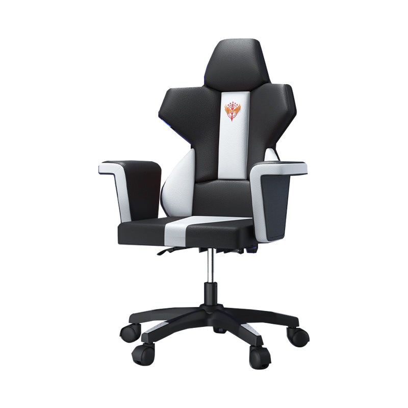 Modern Fixed Arm Desk Computer Chair High-Back Chair with Wheels Black White 1 Piece Without Footrest Clearhalo 'furn' 'furn_office_chair' 'Furniture' 'Office Chairs' 'Office Furniture' 'office_chair' 5658346