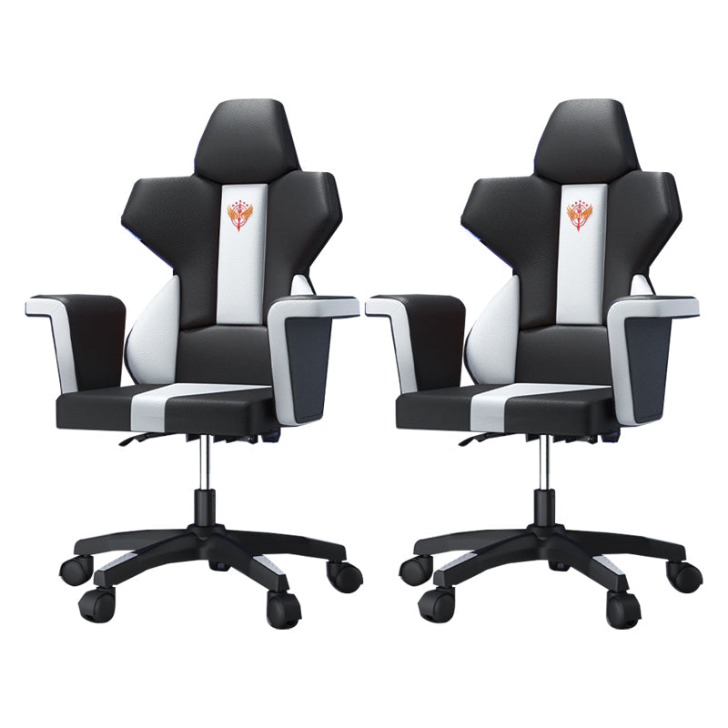Modern Fixed Arm Desk Computer Chair High-Back Chair with Wheels Black White 2 Piece Set Without Footrest Clearhalo 'furn' 'furn_office_chair' 'Furniture' 'Office Chairs' 'Office Furniture' 'office_chair' 5658347