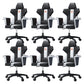 Modern Fixed Arm Desk Computer Chair High-Back Chair with Wheels Black White 6 Piece Set Without Footrest Clearhalo 'furn' 'furn_office_chair' 'Furniture' 'Office Chairs' 'Office Furniture' 'office_chair' 5658349