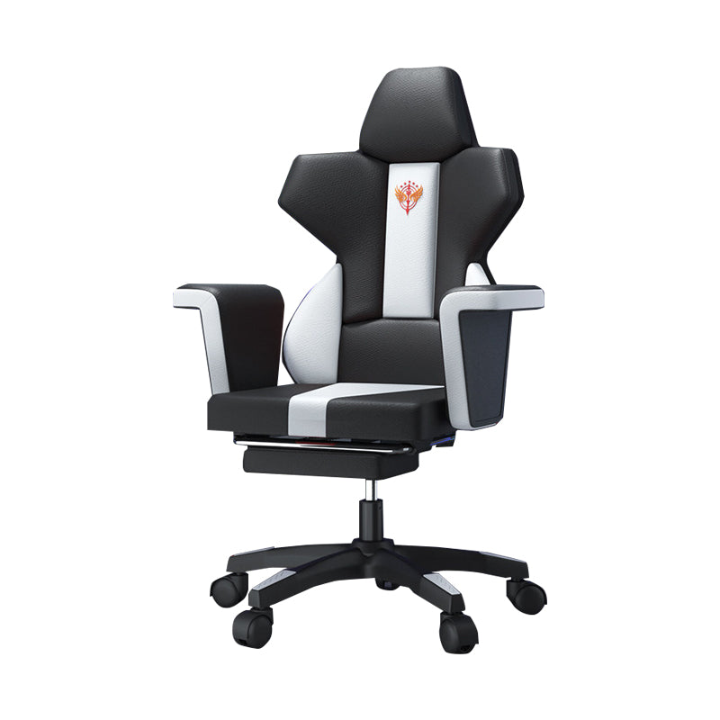 Modern Fixed Arm Desk Computer Chair High-Back Chair with Wheels Black White 1 Piece With Footrest Clearhalo 'furn' 'furn_office_chair' 'Furniture' 'Office Chairs' 'Office Furniture' 'office_chair' 5658351