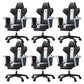 Modern Fixed Arm Desk Computer Chair High-Back Chair with Wheels Black White 6 Piece Set With Footrest Clearhalo 'furn' 'furn_office_chair' 'Furniture' 'Office Chairs' 'Office Furniture' 'office_chair' 5658354
