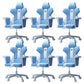Modern Fixed Arm Desk Computer Chair High-Back Chair with Wheels White-Blue 6 Piece Set Without Footrest Clearhalo 'furn' 'furn_office_chair' 'Furniture' 'Office Chairs' 'Office Furniture' 'office_chair' 5658359
