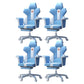 Modern Fixed Arm Desk Computer Chair High-Back Chair with Wheels White-Blue 4 Piece Set With Footrest Clearhalo 'furn' 'furn_office_chair' 'Furniture' 'Office Chairs' 'Office Furniture' 'office_chair' 5658363