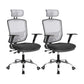 Contemporary Mesh Computer Chair Mid-Back Desk Chair with Wheels in Gray 2 Piece Set With Headrest Clearhalo 'furn' 'furn_office_chair' 'Furniture' 'Office Chairs' 'Office Furniture' 'office_chair' 5658402