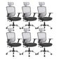 Contemporary Mesh Computer Chair Mid-Back Desk Chair with Wheels in Gray 6 Piece Set With Headrest Clearhalo 'furn' 'furn_office_chair' 'Furniture' 'Office Chairs' 'Office Furniture' 'office_chair' 5658406