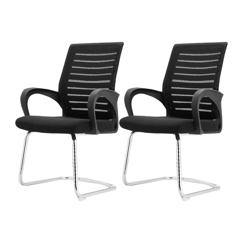 Sedia da scrivania a bracci fissi moderni Supporto lombare Sedia da ufficio in acciaio