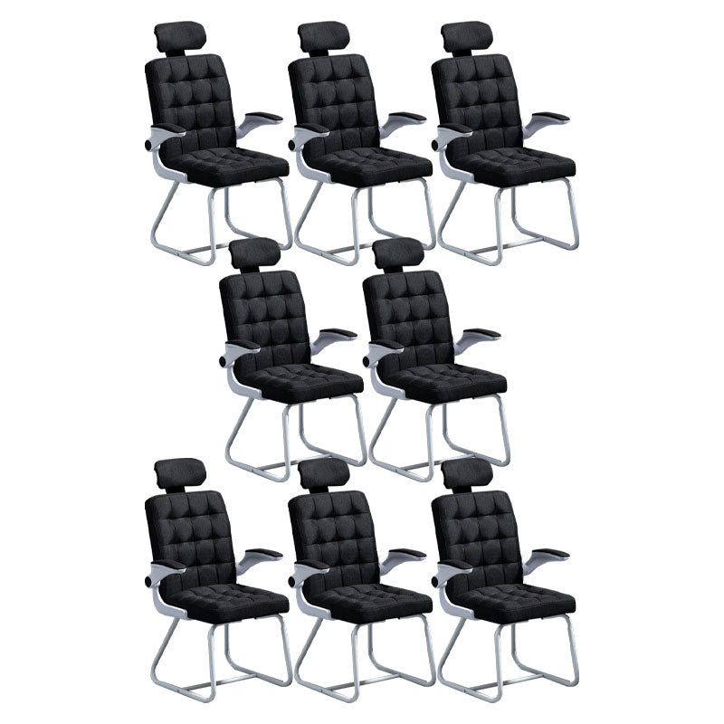 Modern Desk Computer Chair Chair High-Back Desk Chair with Tilt Mechanism Black 8 Piece Set Clearhalo 'furn' 'furn_office_chair' 'Furniture' 'Office Chairs' 'Office Furniture' 'office_chair' 5658474