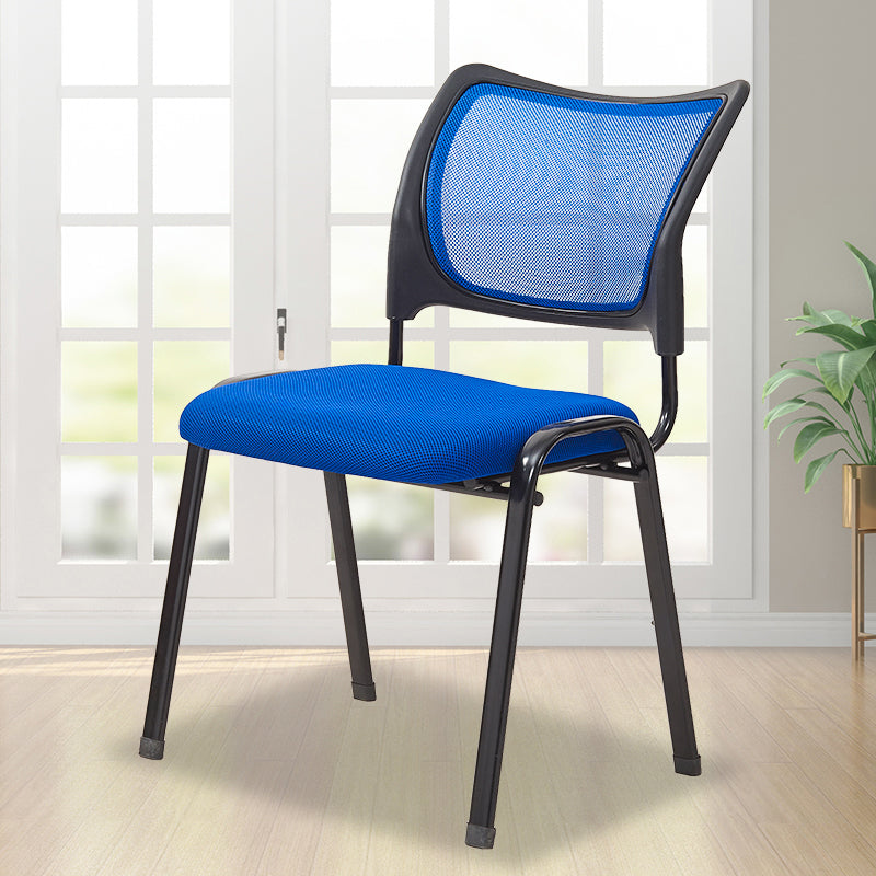 Silla de escritorio de malla baja sin ruedas silla de conferencia de armas fijas