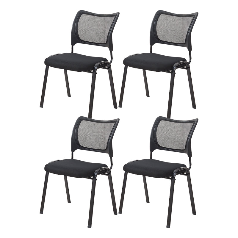 Silla de escritorio de malla baja sin ruedas silla de conferencia de armas fijas