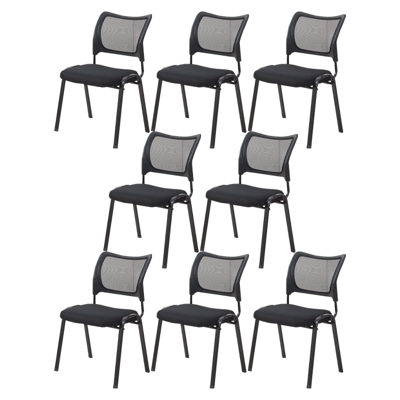 Silla de escritorio de malla baja sin ruedas silla de conferencia de armas fijas