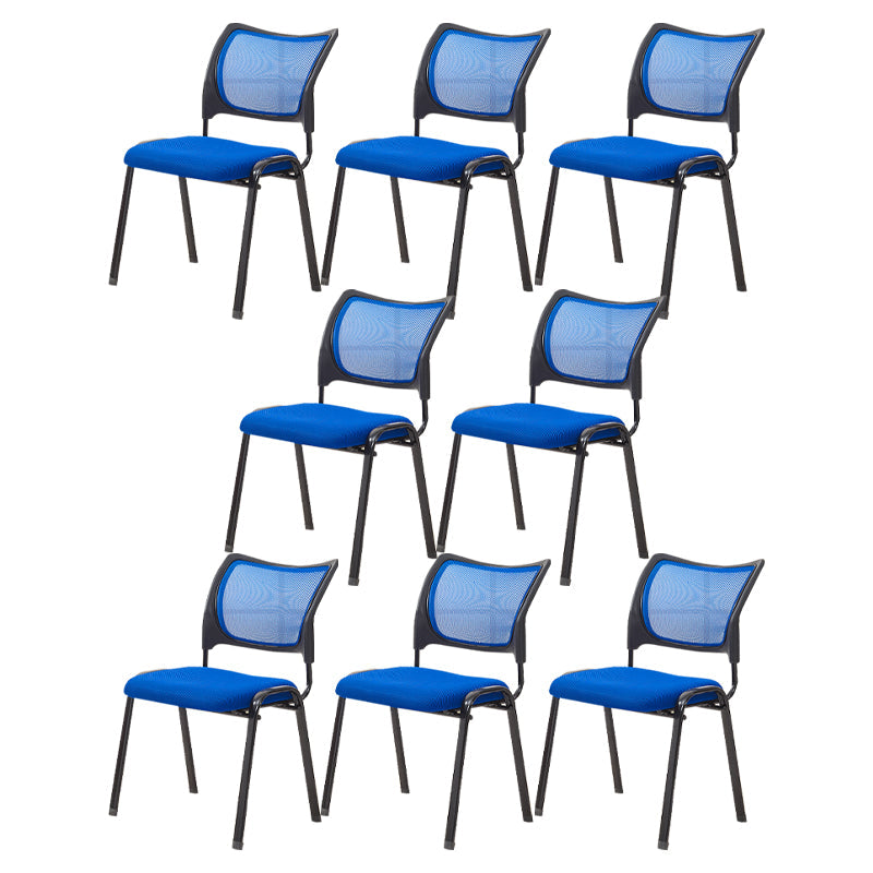 Silla de escritorio de malla baja sin ruedas silla de conferencia de armas fijas