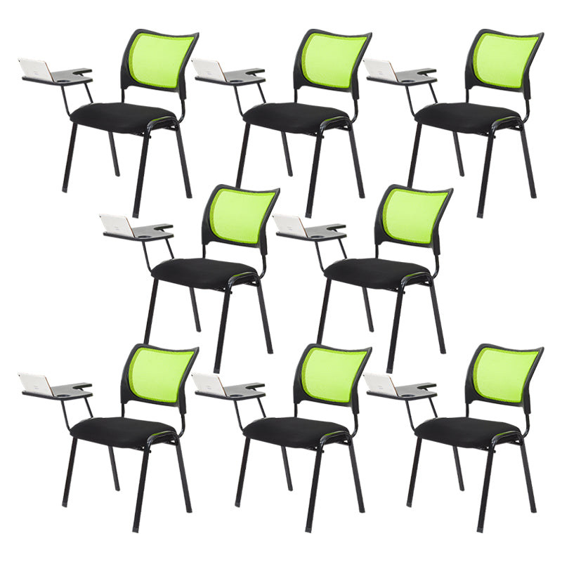 Silla de escritorio de malla baja sin ruedas silla de conferencia de armas fijas