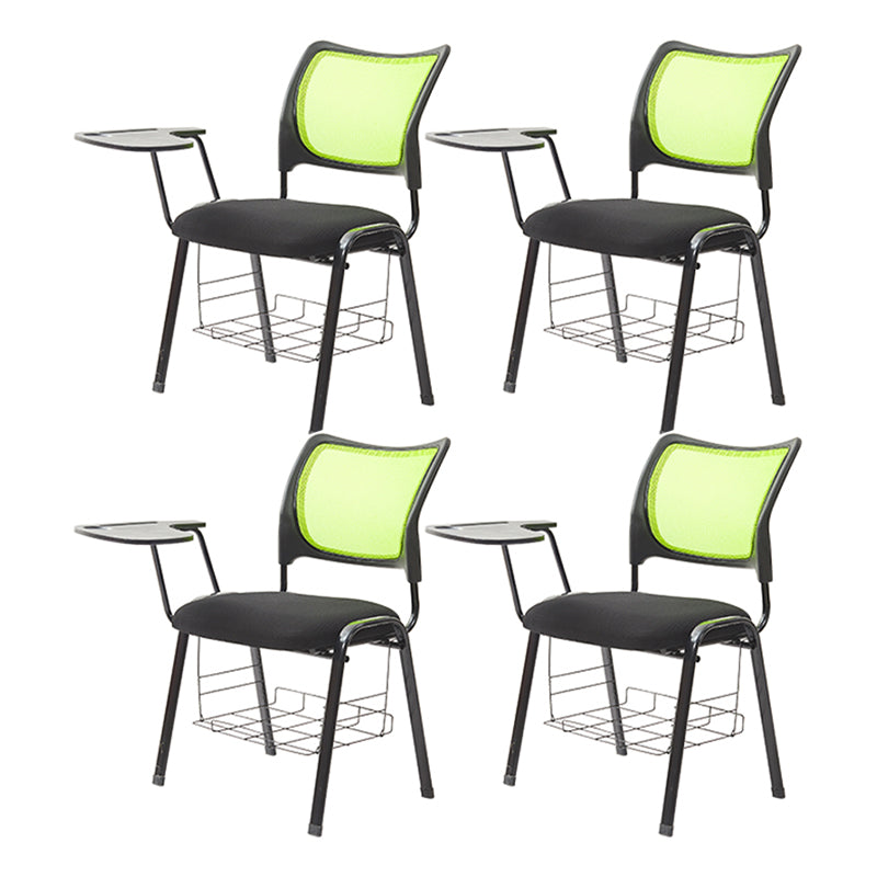 Silla de escritorio de malla baja sin ruedas silla de conferencia de armas fijas