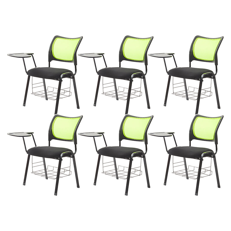 Silla de escritorio de malla baja sin ruedas silla de conferencia de armas fijas