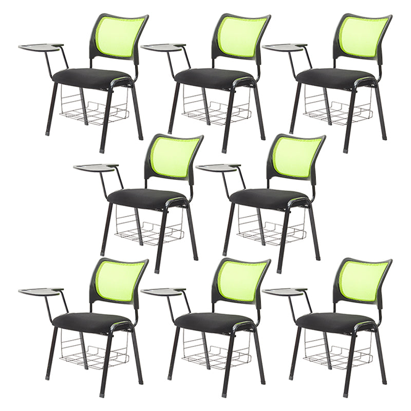 Silla de escritorio de malla baja sin ruedas silla de conferencia de armas fijas