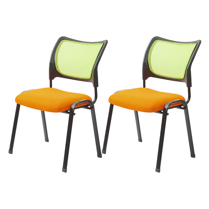 Silla de escritorio de malla baja sin ruedas silla de conferencia de armas fijas