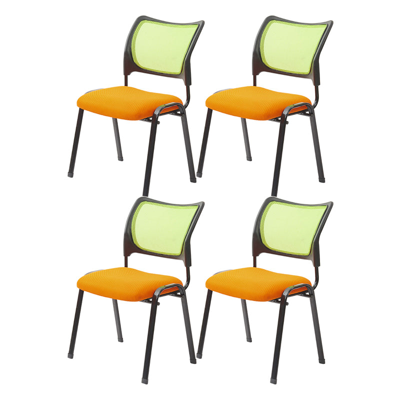 Silla de escritorio de malla baja sin ruedas silla de conferencia de armas fijas