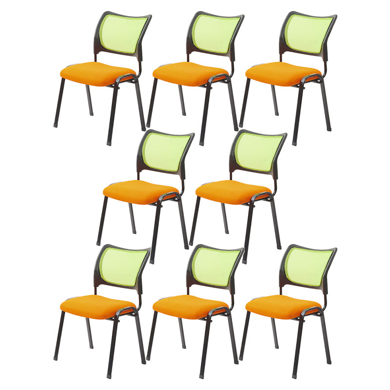 Silla de escritorio de malla baja sin ruedas silla de conferencia de armas fijas