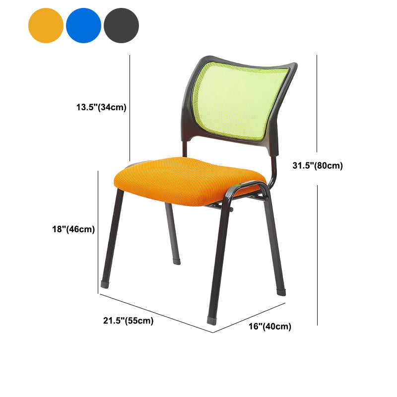 Silla de escritorio de malla baja sin ruedas silla de conferencia de armas fijas