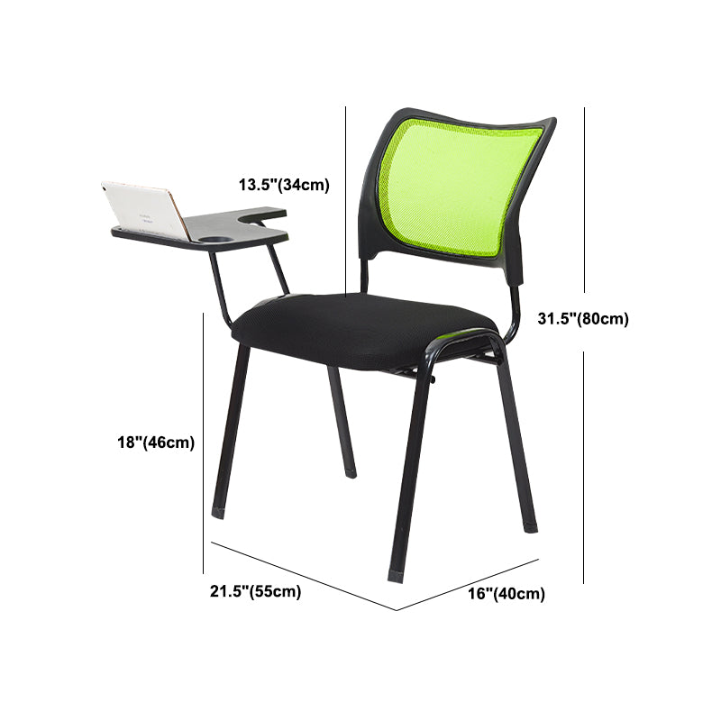 Silla de escritorio de malla baja sin ruedas silla de conferencia de armas fijas