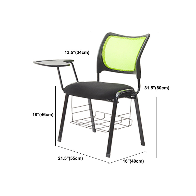 Silla de escritorio de malla baja sin ruedas silla de conferencia de armas fijas