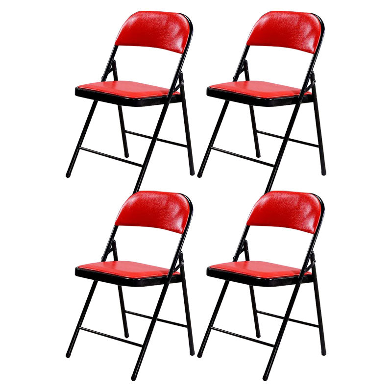 Modern Leather Management Desk Chair Armless Upholstered Office Chair Red 4 Piece Set Clearhalo 'furn' 'furn_office_chair' 'Furniture' 'Office Chairs' 'Office Furniture' 'office_chair' 5658850