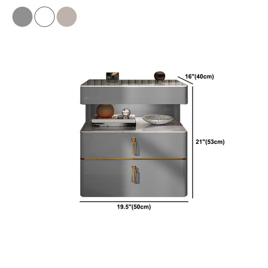 Moderner 21-Zoll-Nachttisch Open Storage 2-Drawer Stone Top Nachttisch