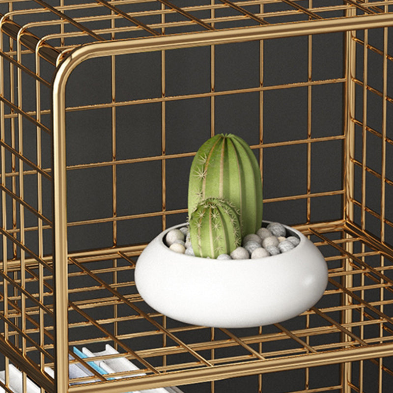 Manota moderno in metallo in metallo scaffale di stoccaggio aperto incluso tavolo da notte di ferro con gambe